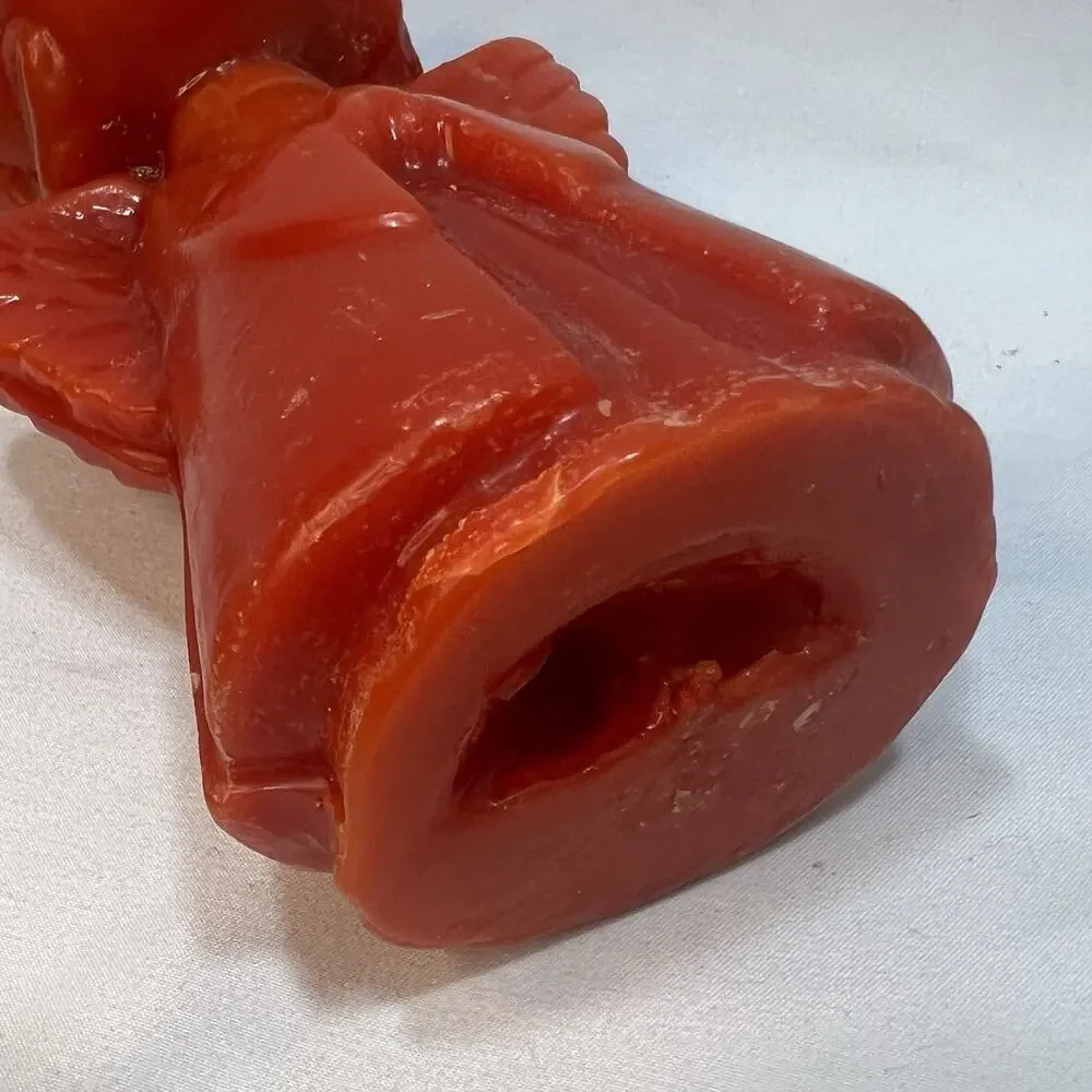 Vintage Chior Angel Red Orange Christmas Wax Candle Mid Century Figurine 7”